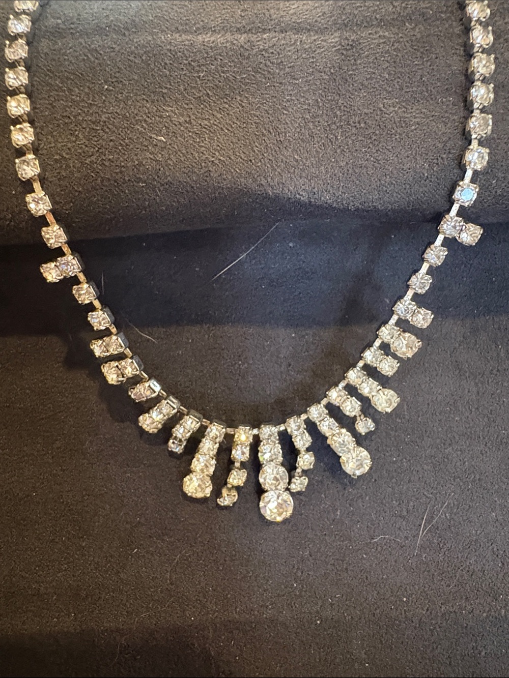 Dazzling Crystal Drop Necklace - Clear Stones on Silver